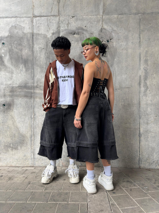 BERMUDA CURVÉ BLACK GRIS