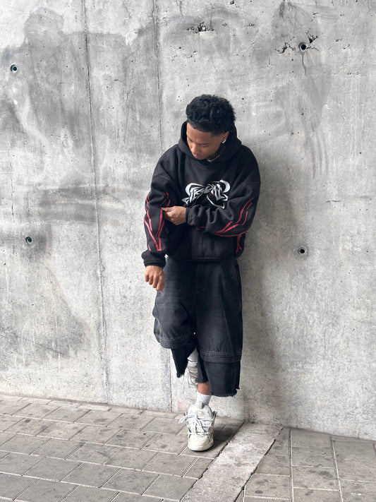 HOODIE “RETRO” NEGRO/ ROJO