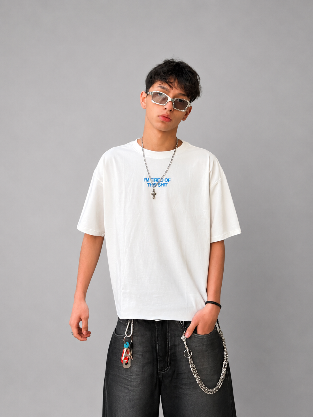 CAMISETA OVERSIZE BLANCA FUCK