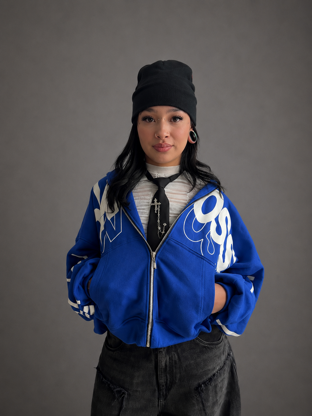 ZIP HOODIE AZUL REY