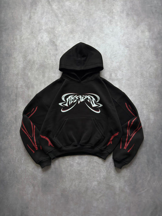 HOODIE “RETRO” NEGRO/ ROJO