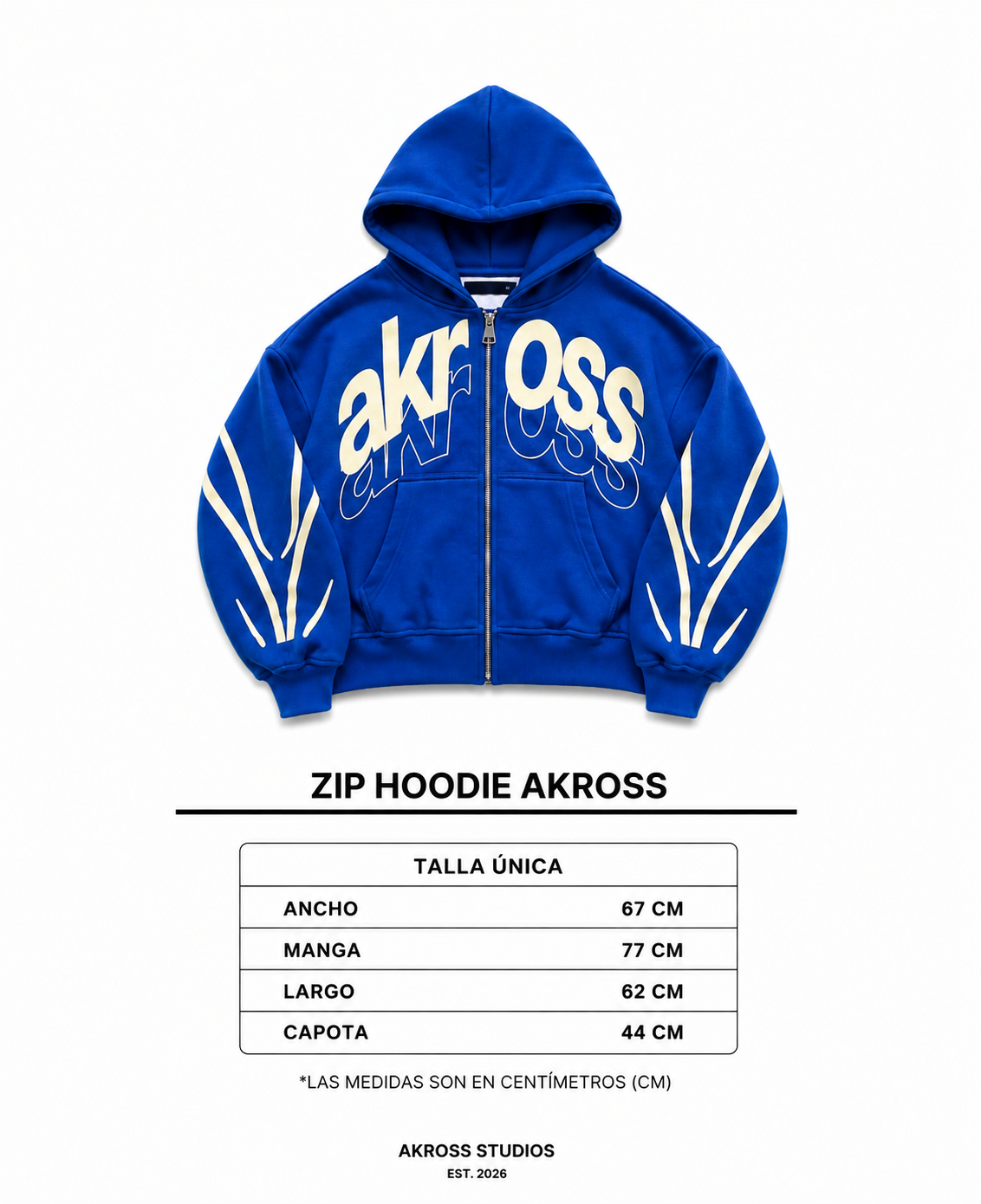 ZIP HOODIE AZUL REY