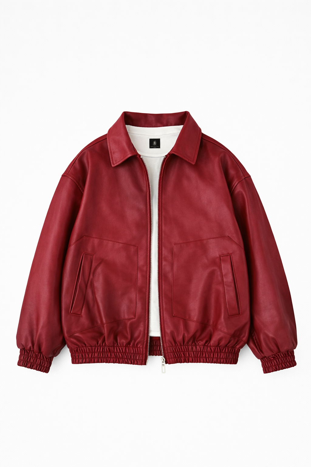 CHAQUETA PILOTO CUERINA CEREZA